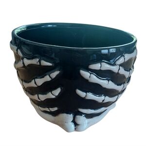 Skeleton Hands Ceramic Serving Bowl Halloween Fall Spooky Hollow